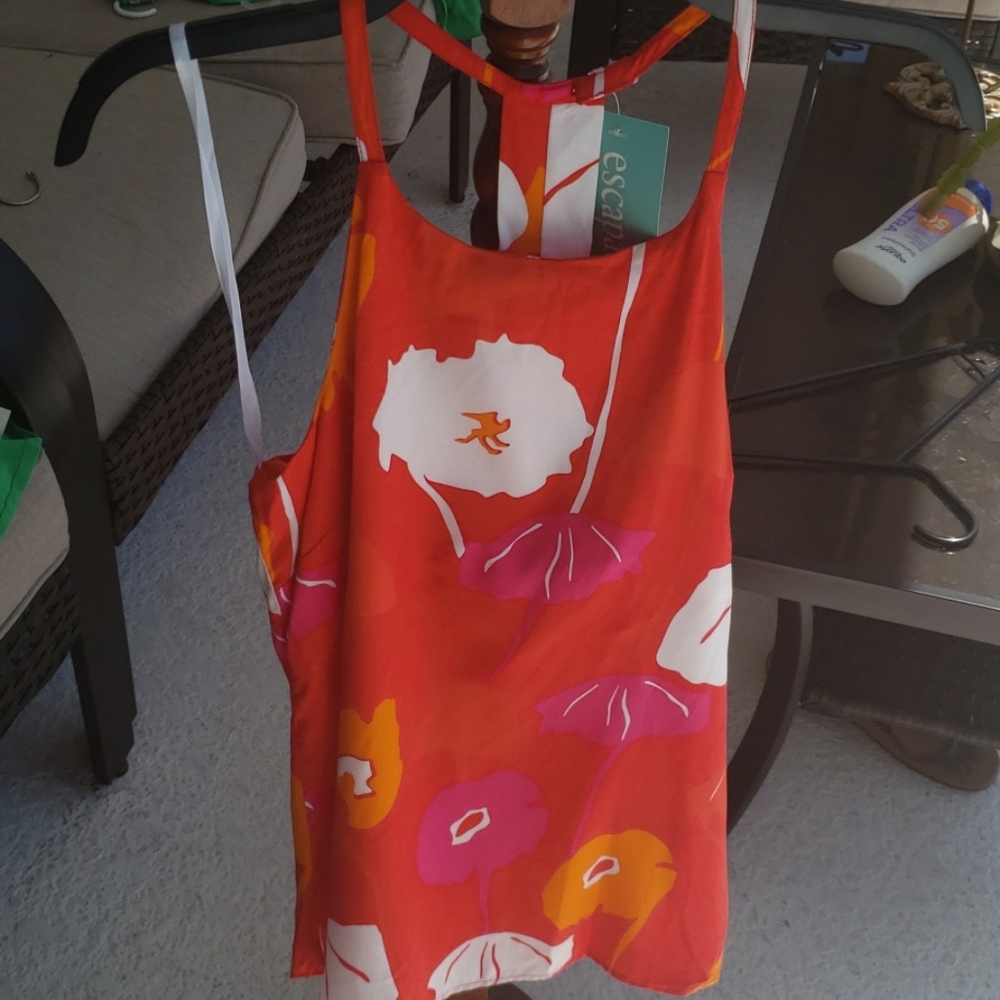 NWT T-TOP FLORAL TANK BY ESCAPDA XS